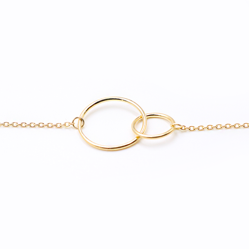 14K Gold Plated Circle Link Pendant Necklace