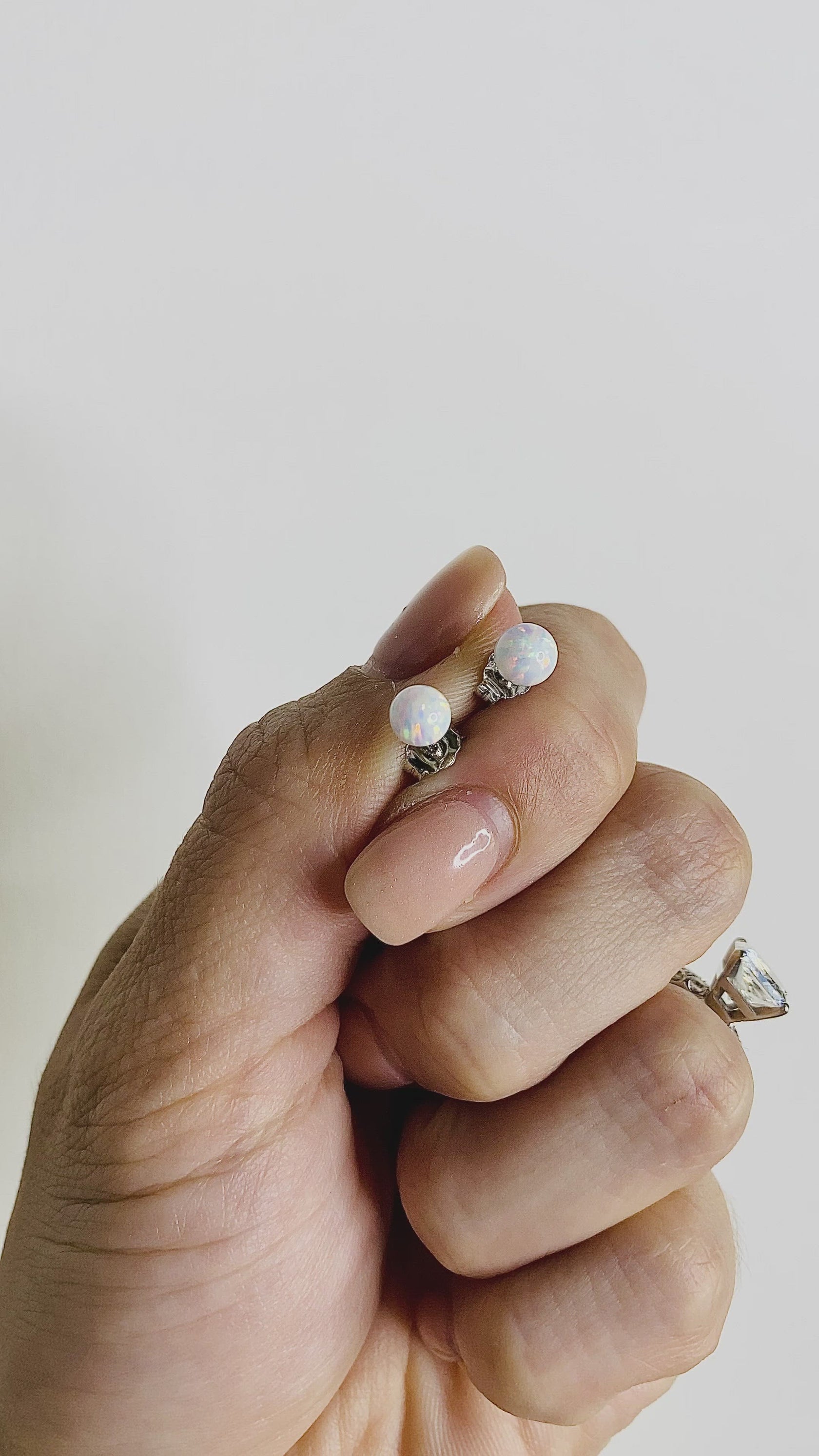 Synthetic Opal Earrings Sterling Silver