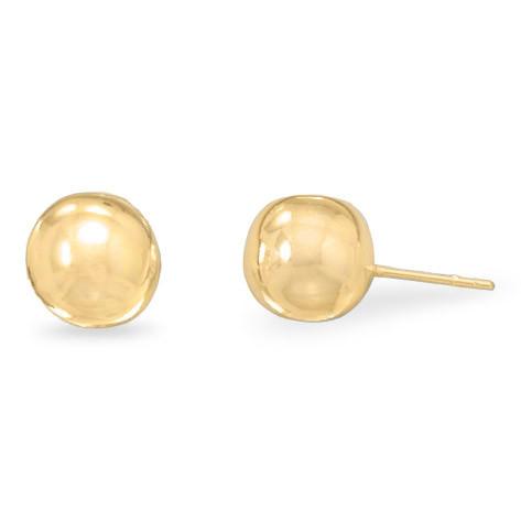 14K Gold Plated Ball Stud Earrings Sterling Silver