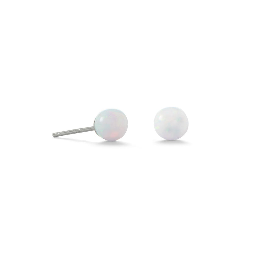 White Synthetic Opal Earrings Sterling Silver