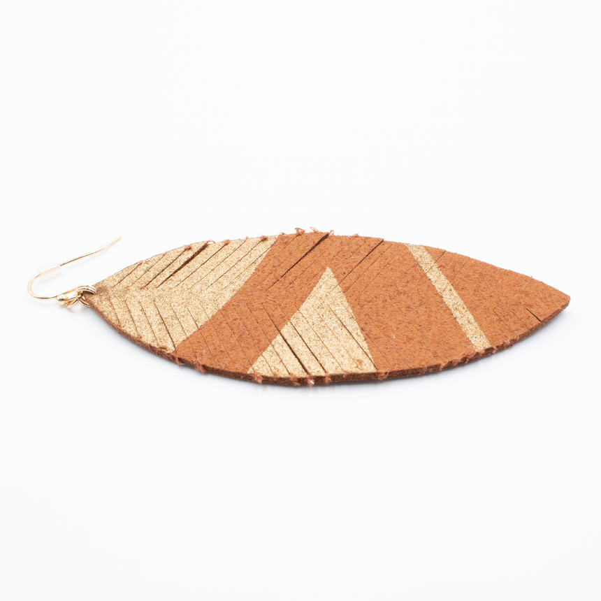 Brown Feather Earrings Side View