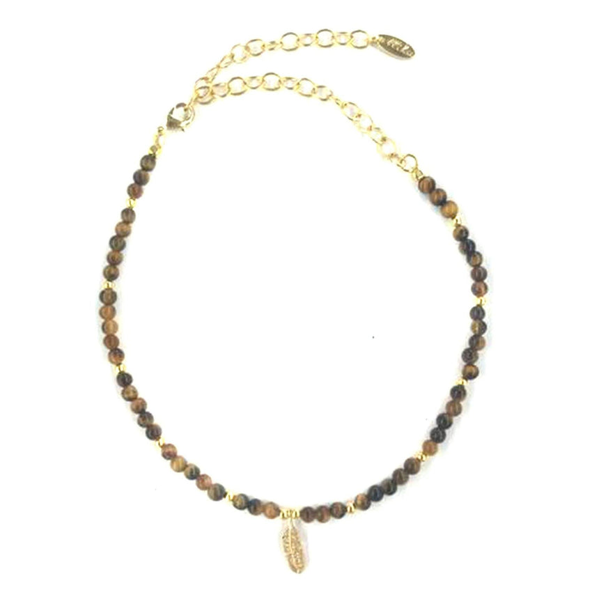 Feather Choker in Tiger's Eye and Gold - Arlo and Arrows