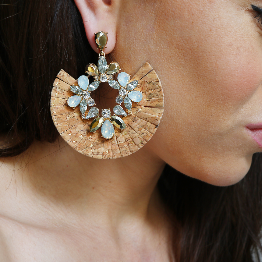 Cork Statement Earrings Styled - Arlo And Arrows