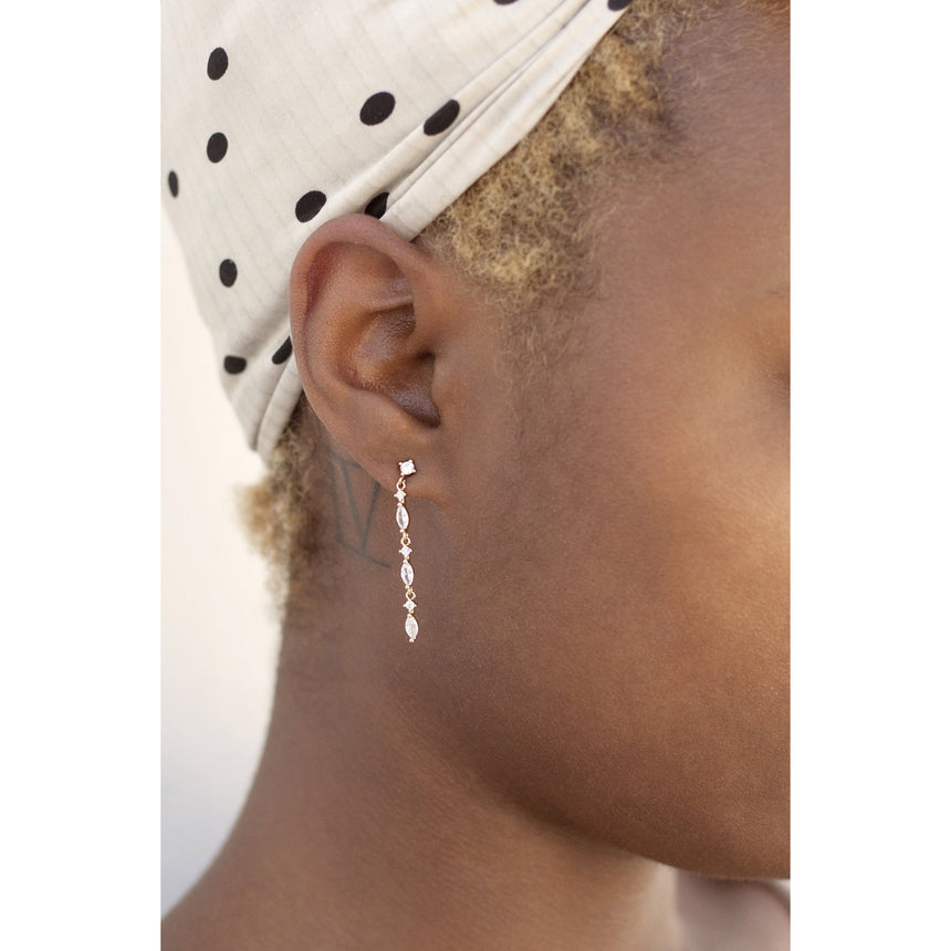 Dainty Linear Crystal Drop Earrings