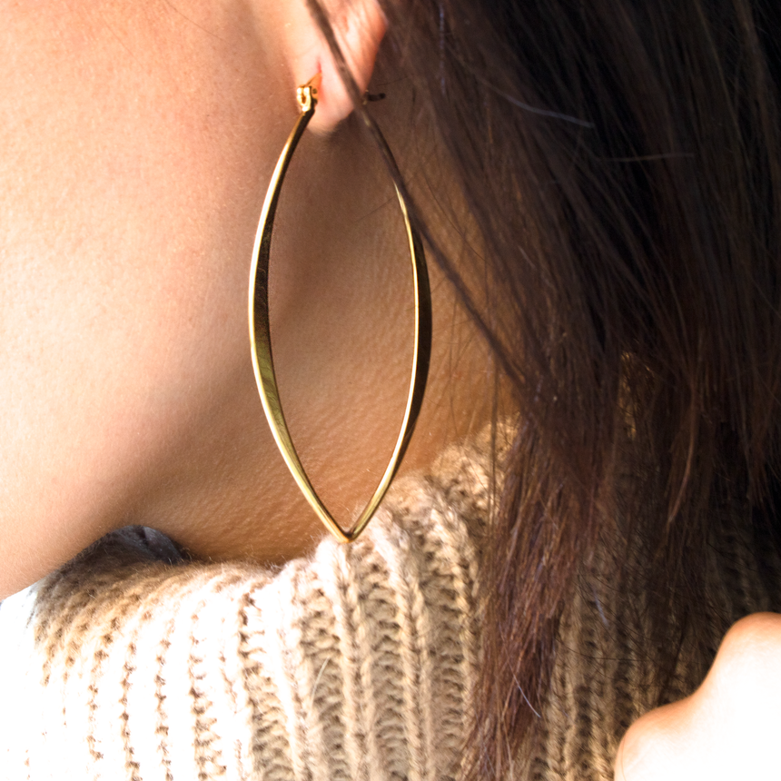 14k Gold Fashion Hoop Earrings - Styled