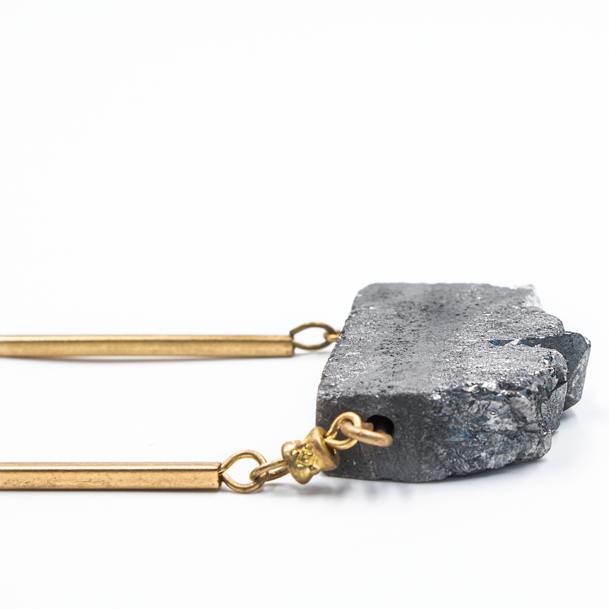 Gray Druzy Pendant Necklace Side View - Arlo And Arrows