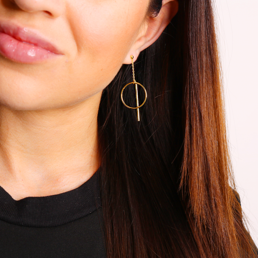 14K Gold Plated Statement Bar Earrings