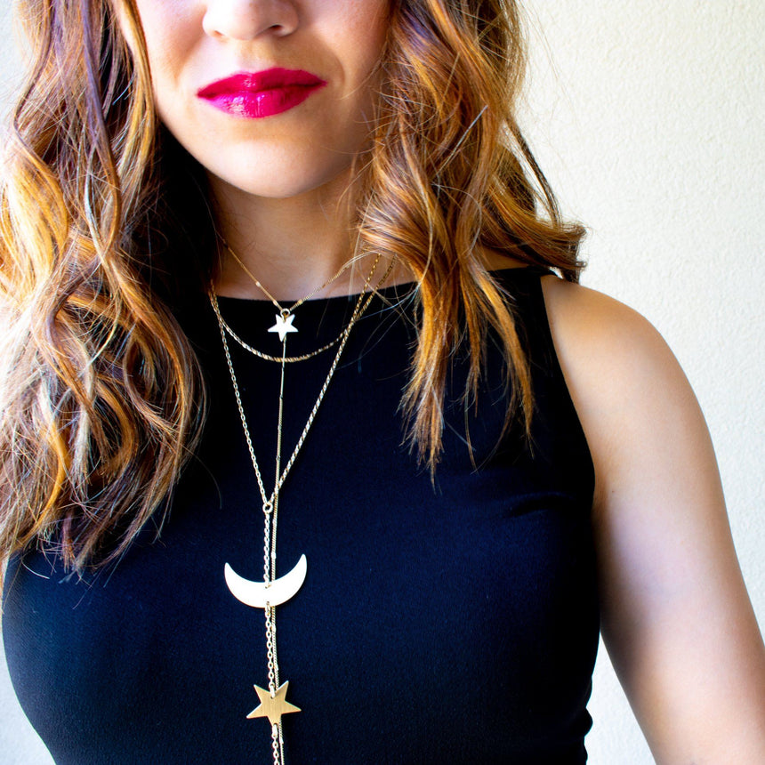 Moon and Star Layered Necklace - Arlo and Arrows