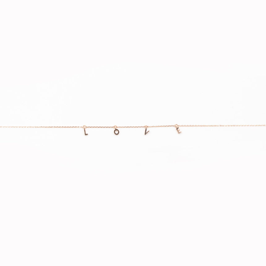 Delicate 'Love' Letter Necklace in Rose Gold - Arlo and Arrows