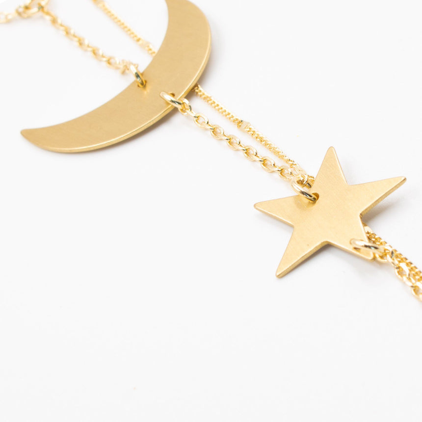 Moon and Star Layered Necklace - Arlo and Arrows