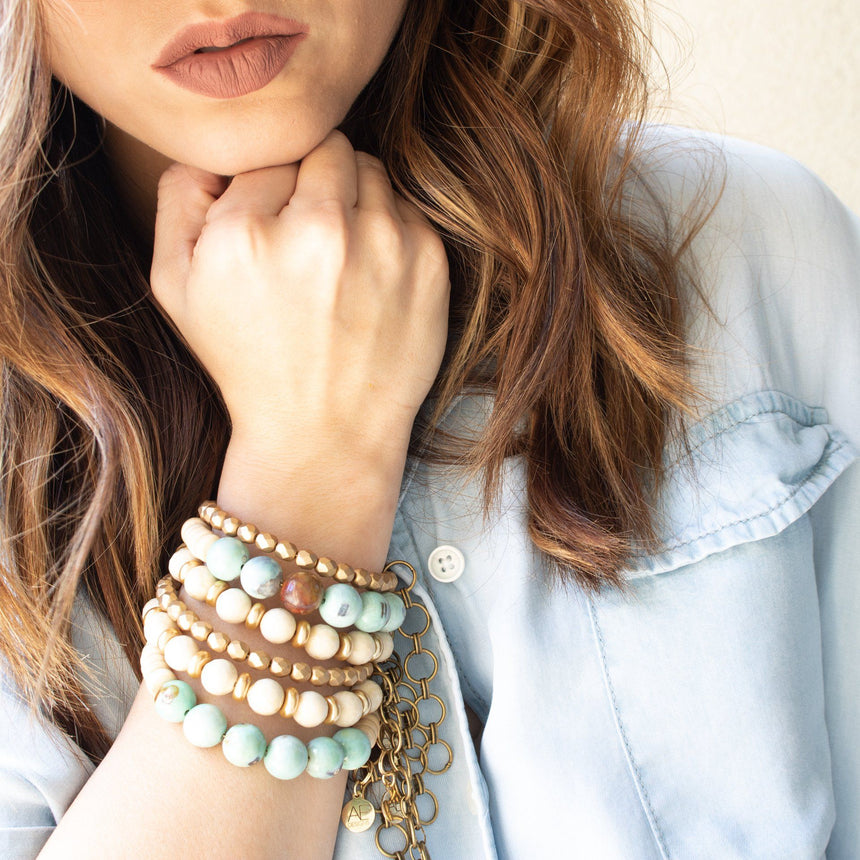 The Midi Bangle Bracelet in Ivory and Gold