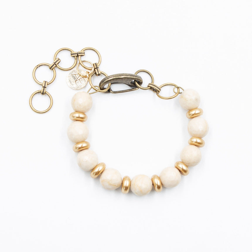 The Midi Bangle Bracelet in Ivory and Gold