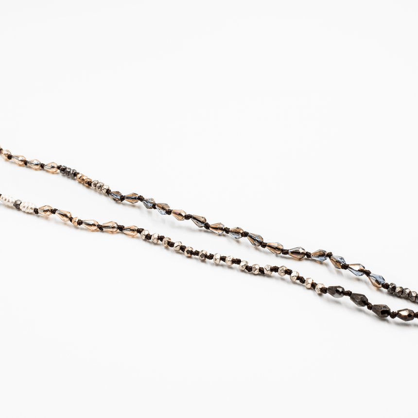 Delicate Beaded Necklace With Natural Champagne Stone - Arlo and Arrows
