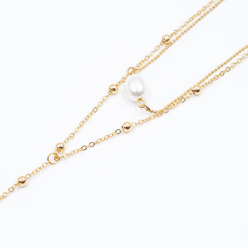 Gold Seashell And Pearl Layered Necklace