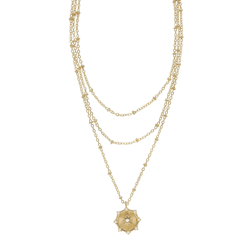 Compass Keepsake Layered Necklace In Gold