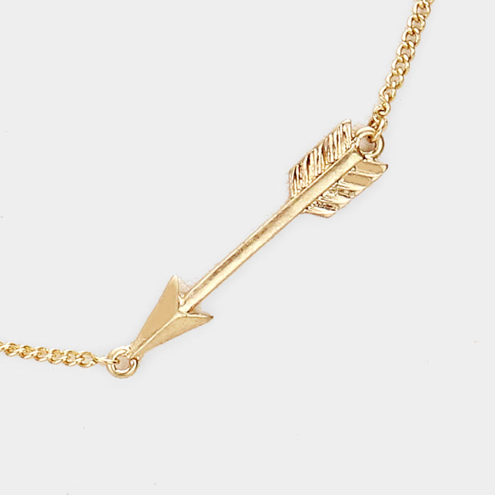 'Unbalanced' Gold Arrow Pendant Necklace