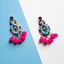 Beaded Pink Pom Pom Earrings - Arlo and Arrows
