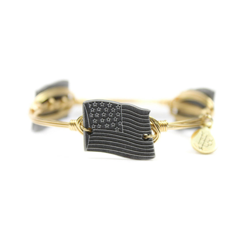 Pewter American Flag Bangle Bracelet - Arlo and Arrows