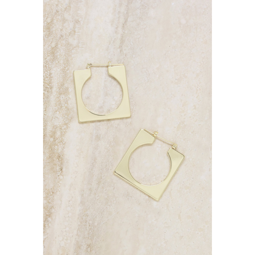 Squared Off Hoops In Gold