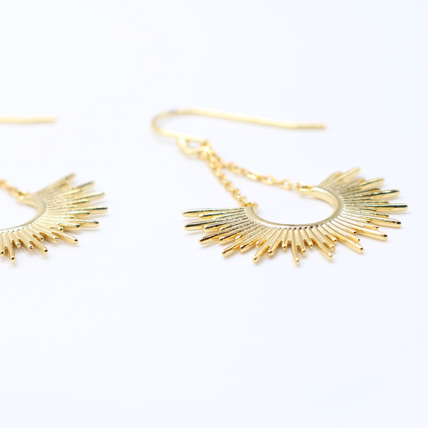 14 Karat Gold Plated Sunburst Earrings