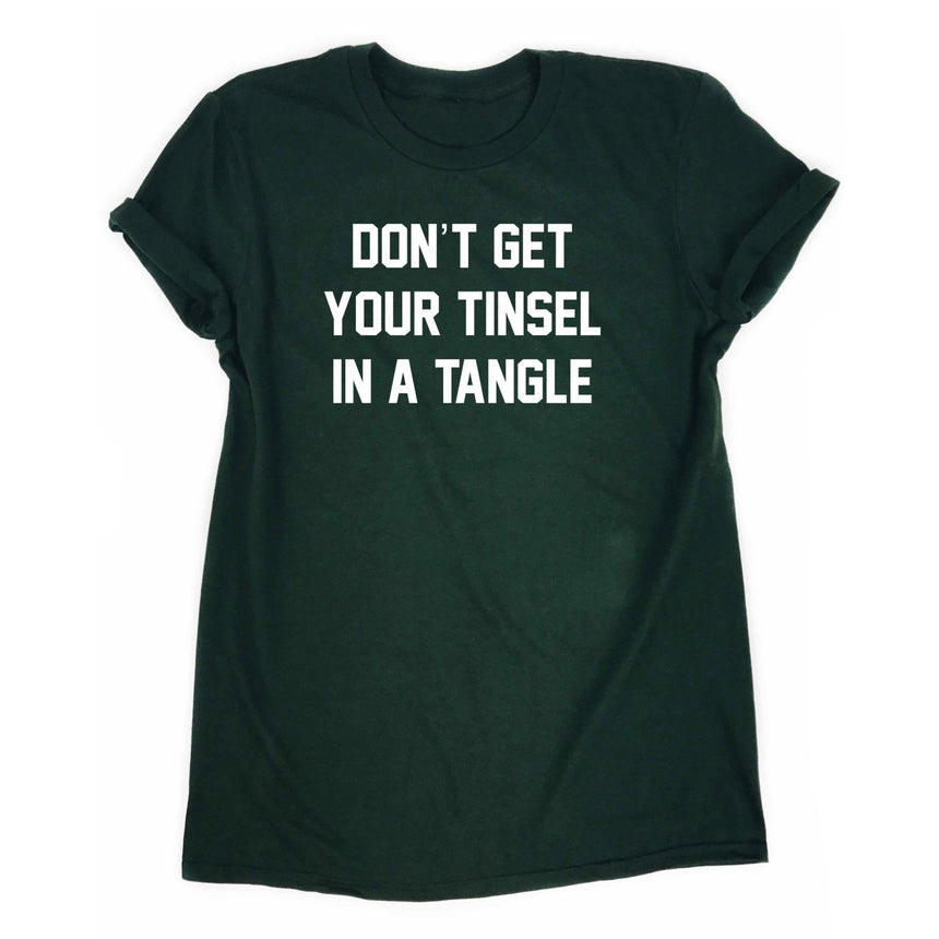 Tinsel in a tangle holiday graphic tee