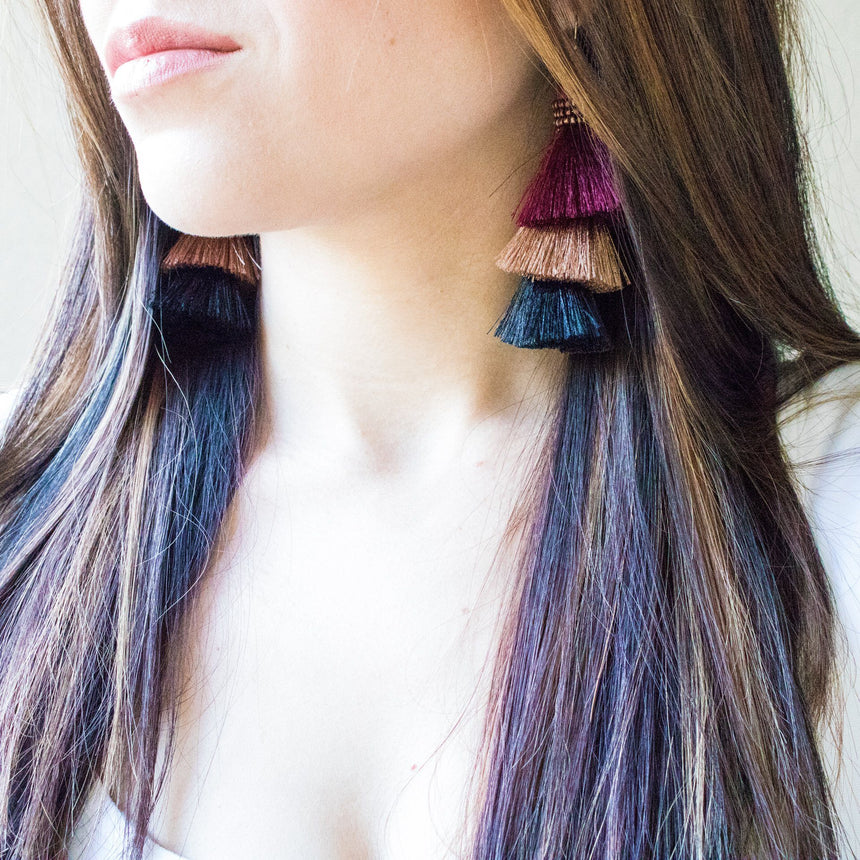Garnet and Gold Fringe Earrings - Arlo and Arrows