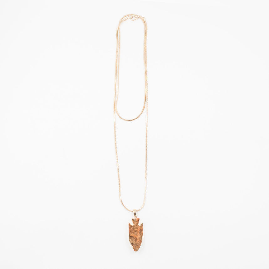 Druzy Arrowhead Pendant Long Necklace - Arlo and Arrows