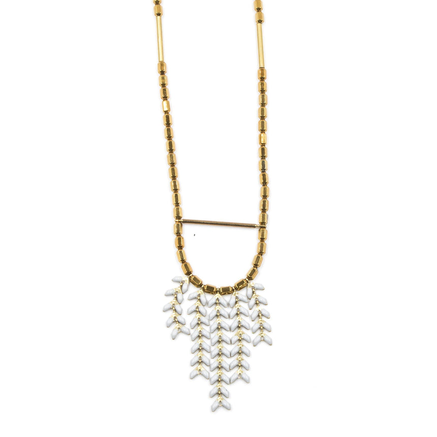 White Enamel Tassel Pendant Necklace - Arlo and Arrows