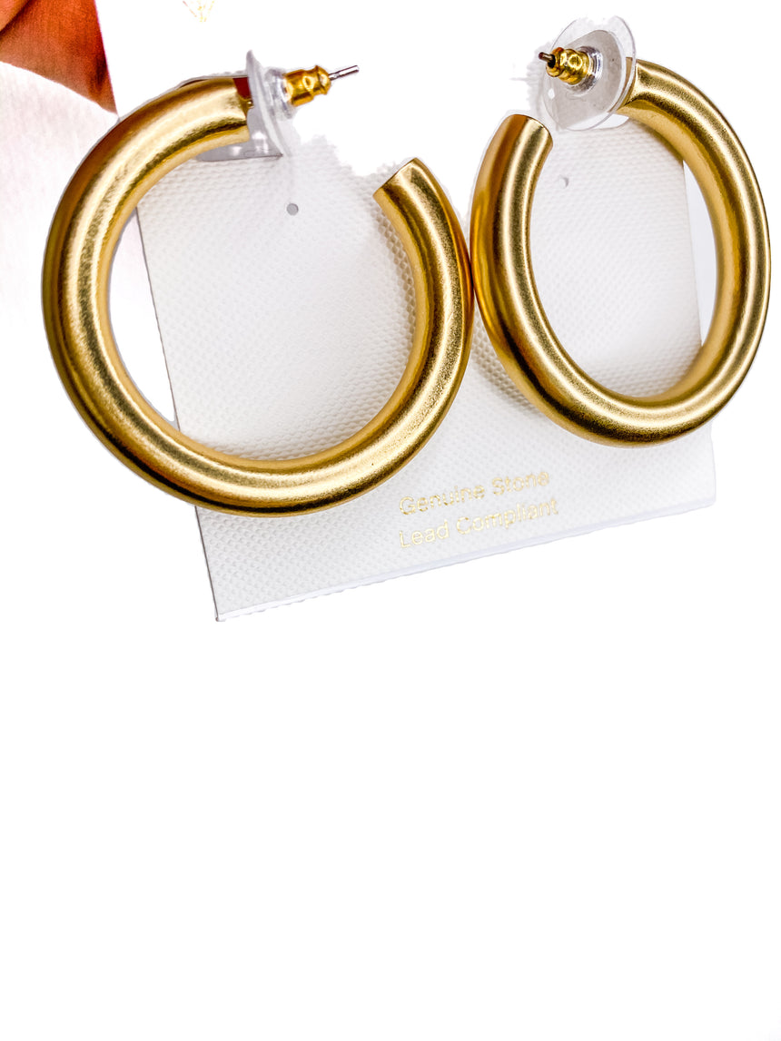 Gold Tube Hoop Earrings