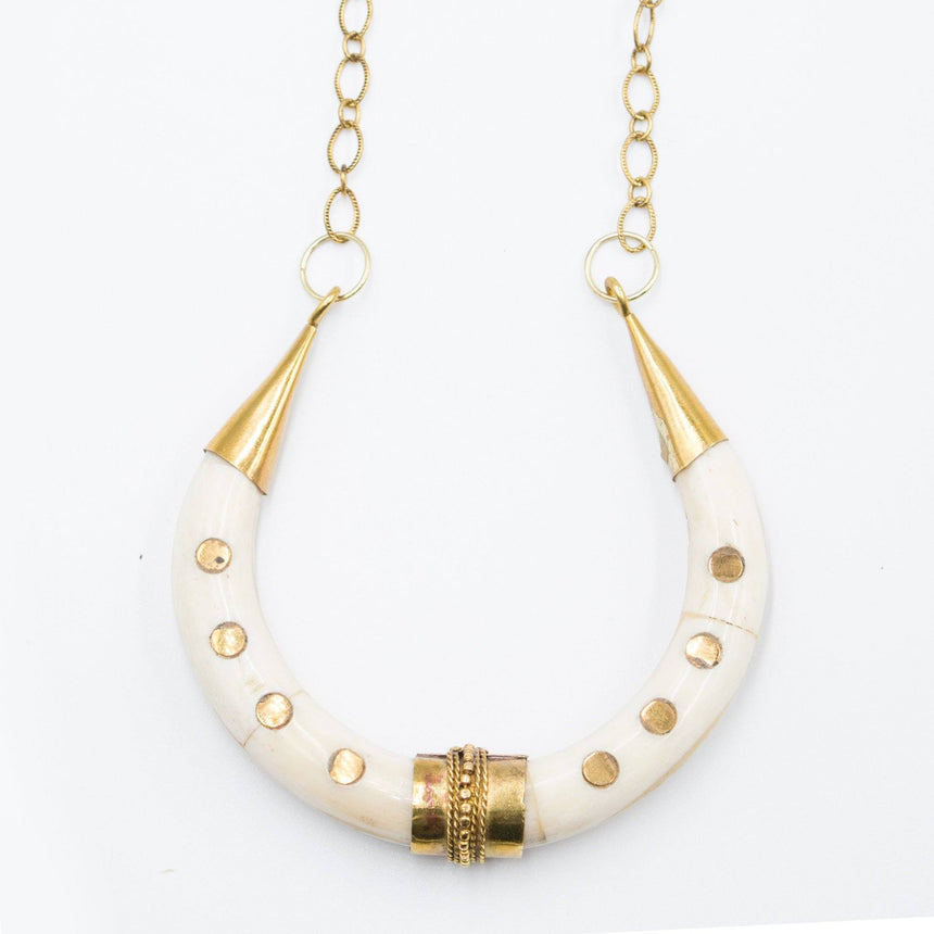 Gold Dotted Crescent Tusk Necklace - Arlo and Arrows