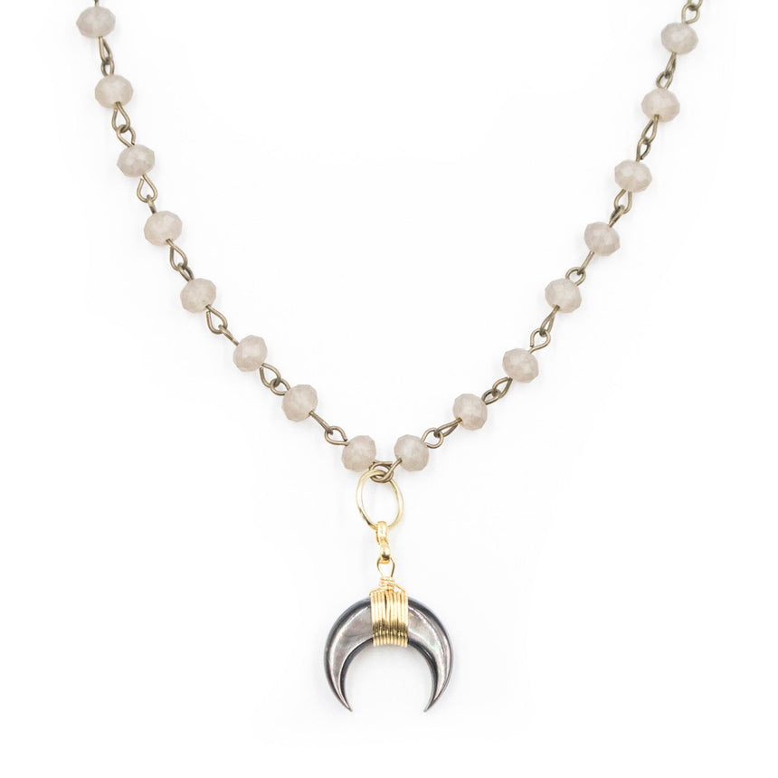 Mini Grey Crescent Collar Necklace with Extendable Chain - Arlo and Arrows